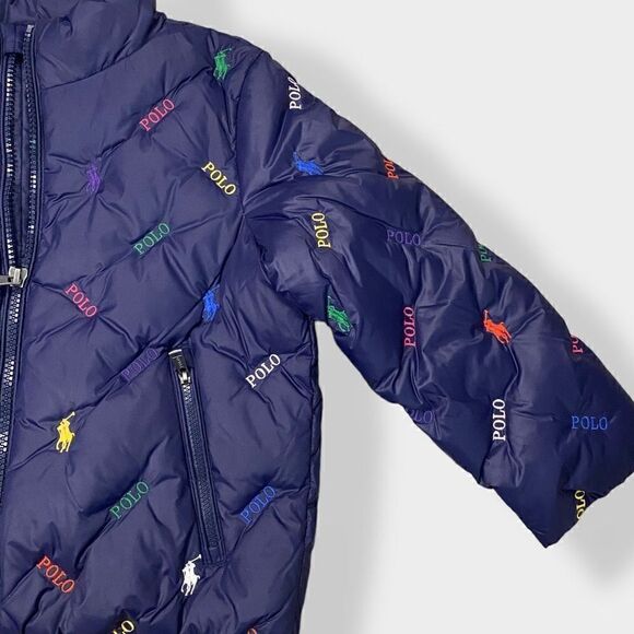 Polo Ralph Lauren Toddler Unisex Navy Logo Quilted Down Jacket size 2T New - Picture 5 of 12